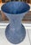 Mid-century modern studio art pottery vase finished in a heavily textured dark blue volcanic lava or pumice glaze. It...