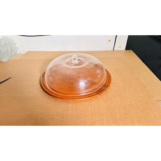 Serving Tray Cloche Plate Bell in Plastic and Wood, France, 1970s For Sale - Image 4 of 12