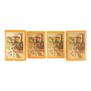 19thC. French Train Motif Boxes, Set of 4 For Sale