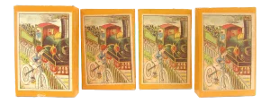 19thC. French Train Motif Boxes, Set of 4