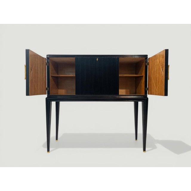 Mid-Century Italian Black Lacquered Parchment Bar Cabinet or Sideboard, 1950s For Sale - Image 11 of 18