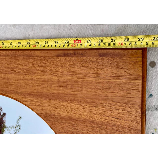 Brown Danish Modern Teak Round Wall Mirror by Hadsten Træindustri — Scandinavian McM, 1970s For Sale - Image 8 of 8