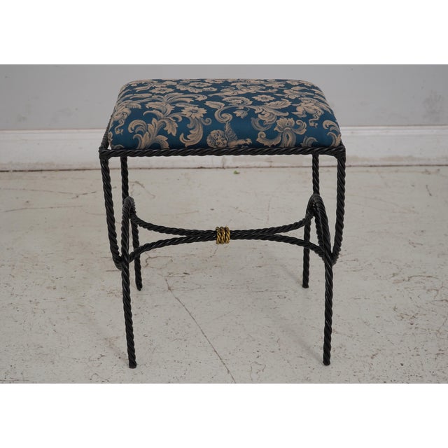 Traditional Pair Rope Twist Iron Newly Upholstered Benches For Sale - Image 3 of 12
