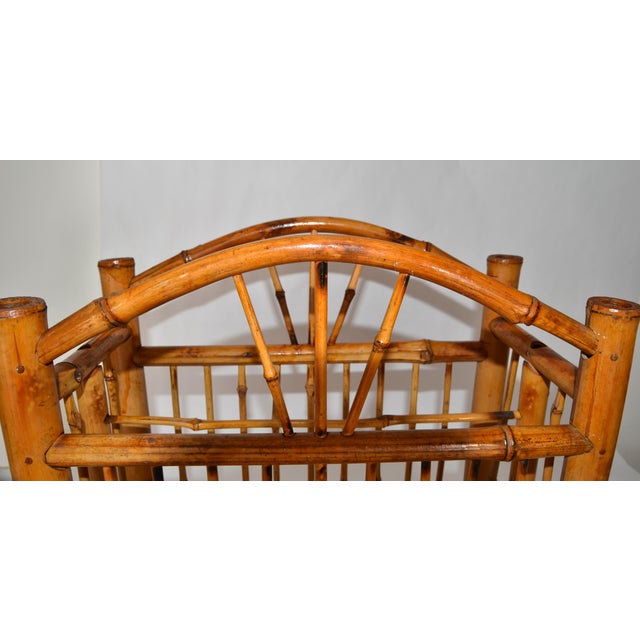 1950s Chinoiserie Bamboo Hand-Crafted Magazine Rack Newspaper Stand For Sale - Image 11 of 17