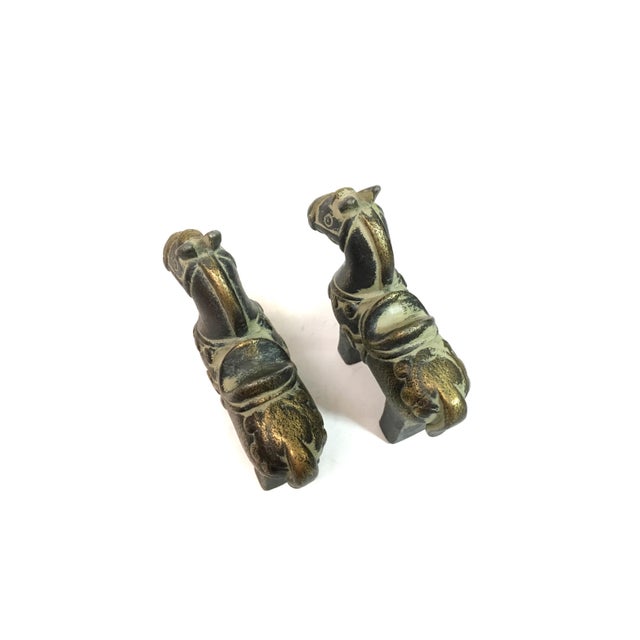 Vintage Heavy Solid Brass Pony Figurines - a Pair For Sale - Image 4 of 7