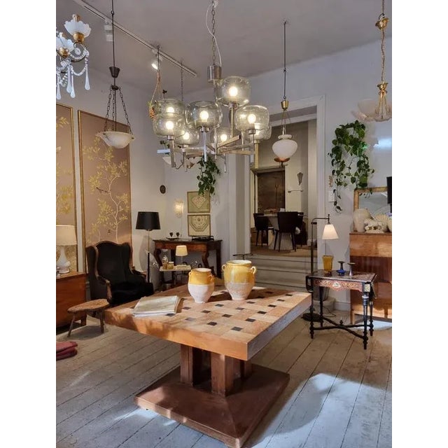 Antique Chandelier in Chrome and Glass by Holger Johansson, 1950s For Sale - Image 12 of 14