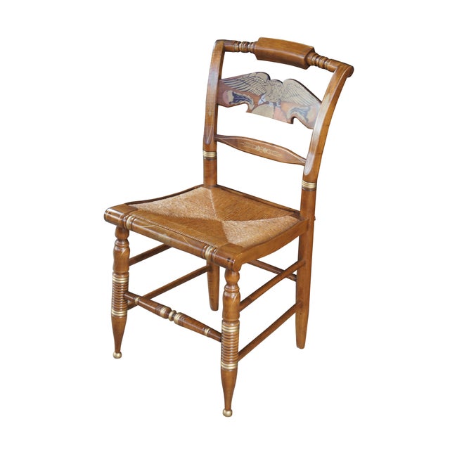 Vintage Ethan Allen Hand Decorated Collection side chair 14-6110. Made of maple featuring hand painted / stenciled gold...