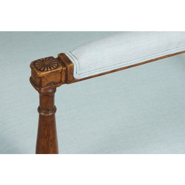 Baby Blue Early 19th Century French Directoire Walnut Settee in Seaglass For Sale - Image 8 of 12