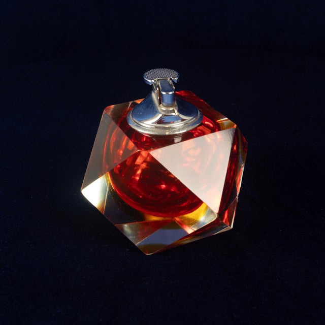 Faceted Murano Sommerso Glass Table Lighter by Alessandro Mandruzzato, 1970 For Sale - Image 4 of 18