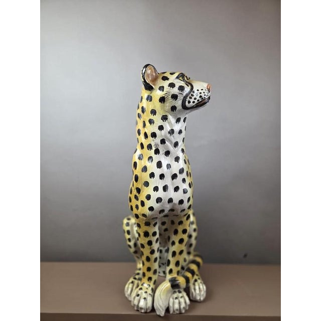 Glazed terracotta leopard, Italy circa 1950 height: 75 cm