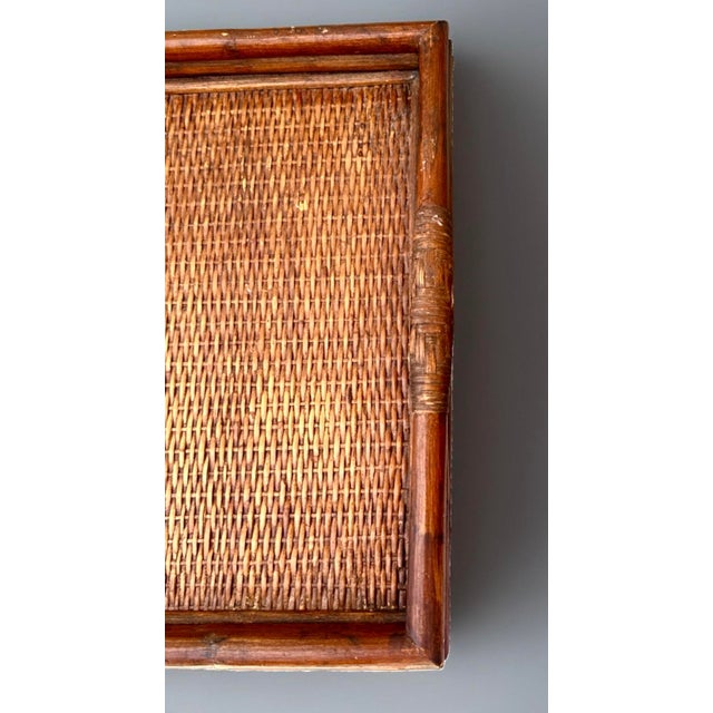 1970s Bamboo Rattan Handle Tray For Sale - Image 12 of 12