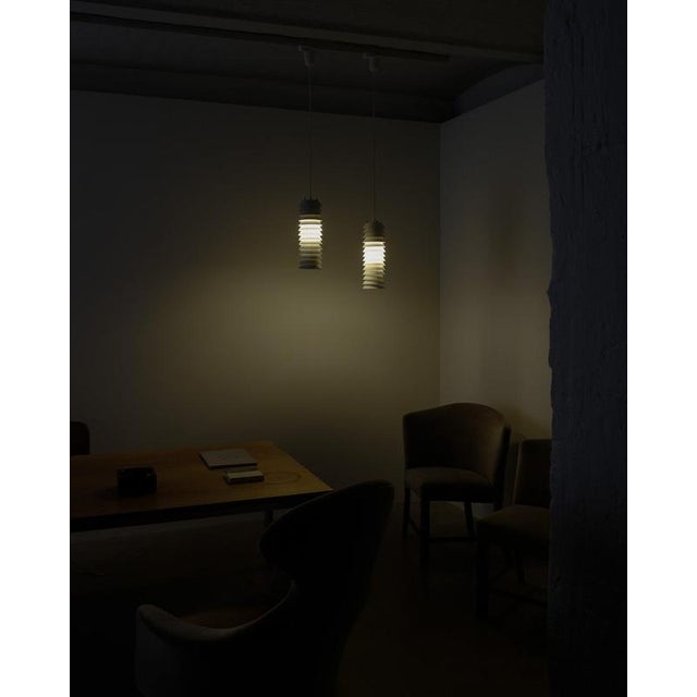 Mid-Century Finnish White Cylinder Pendant Lamps by Ilmari Tapiovaara, 1950s, Set of 2 For Sale - Image 4 of 6