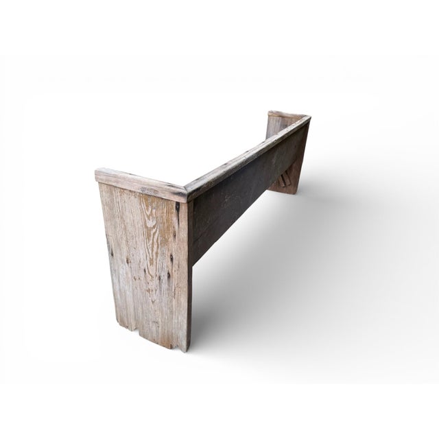 Farmhouse Early 20th-Century Farmhouse Pine Pew Bench – 89" For Sale - Image 3 of 11