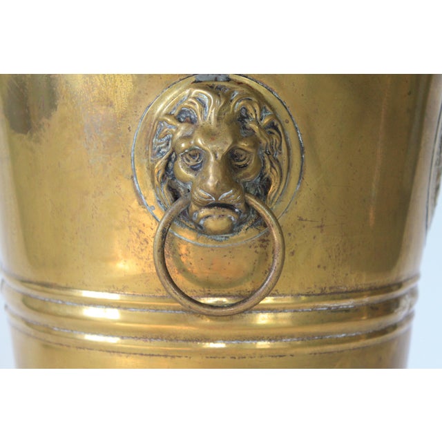 Vintage Brass Lion Head Umbrella Stand W/ Intricate Medallion For Sale - Image 10 of 13