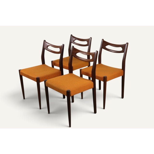 Vintage Teak and Orange Wool Chairs, 1960s, Set of 4 For Sale - Image 18 of 18