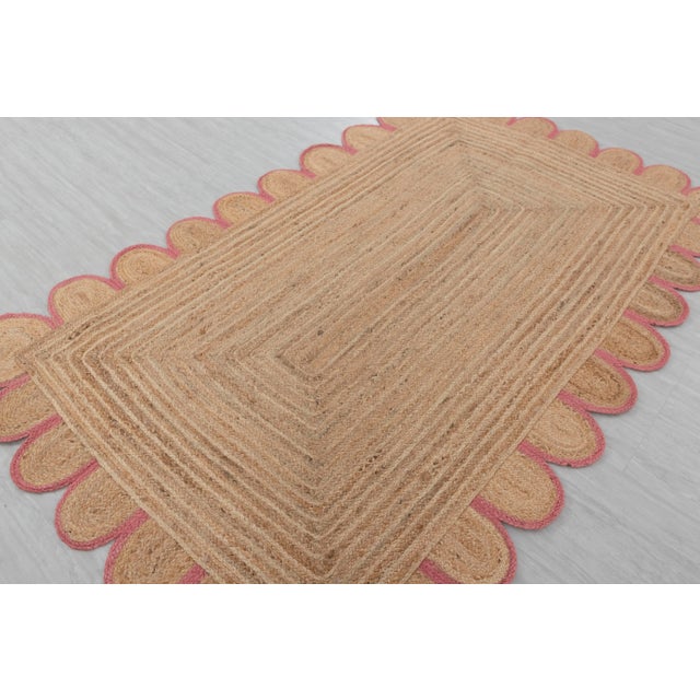 Pink Scallop Edge Trim Jute Rug 8x10 Ft. For Sale - Image 12 of 13