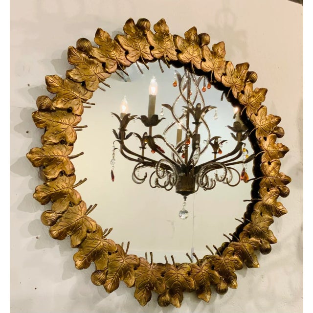 Currey & Company Currey & Co. Transitional Gold Finished Leaves Figuier Wall Mirror For Sale - Image 4 of 5