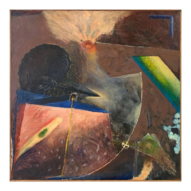 1994 "Rosewood Express" Abstract Oil Painting on Canvas For Sale