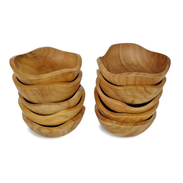2020s Simple Teak Wave Bowl For Sale - Image 5 of 6