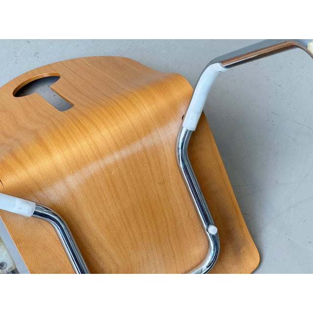 Stackable Cantilever Chairs in Beech and Chrome, 1990s For Sale - Image 13 of 17