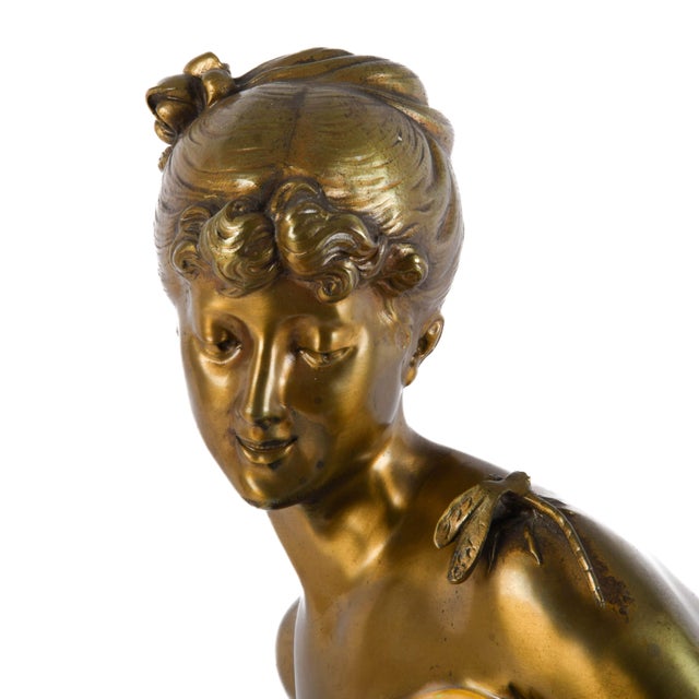 Antique Bronze Classical Draped Female Figure Sculpture Signed De Broussé, Early 20th Century For Sale In Greensboro - Image 6 of 11