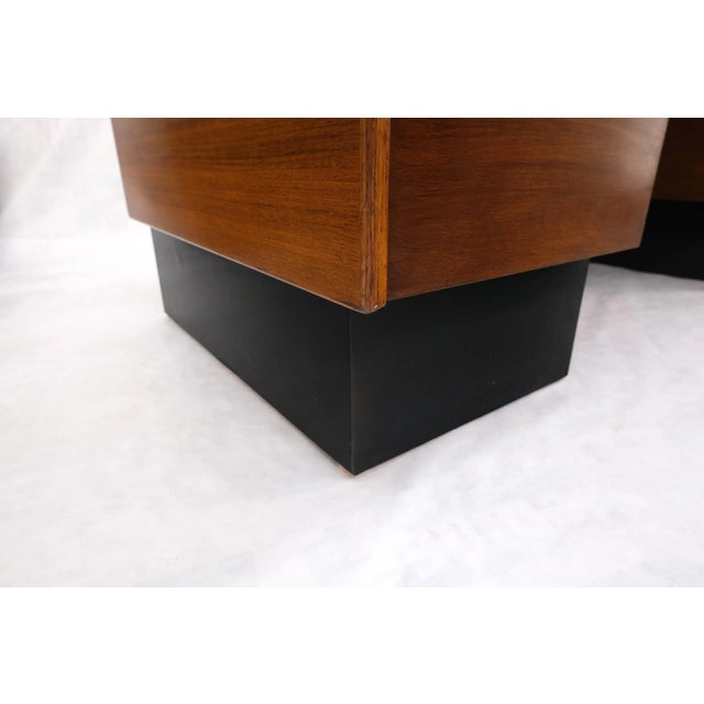 Cinnamon American Walnut Ed Wormley for Dunbar Double Pedestal Desk w/ Folding Return For Sale - Image 8 of 13