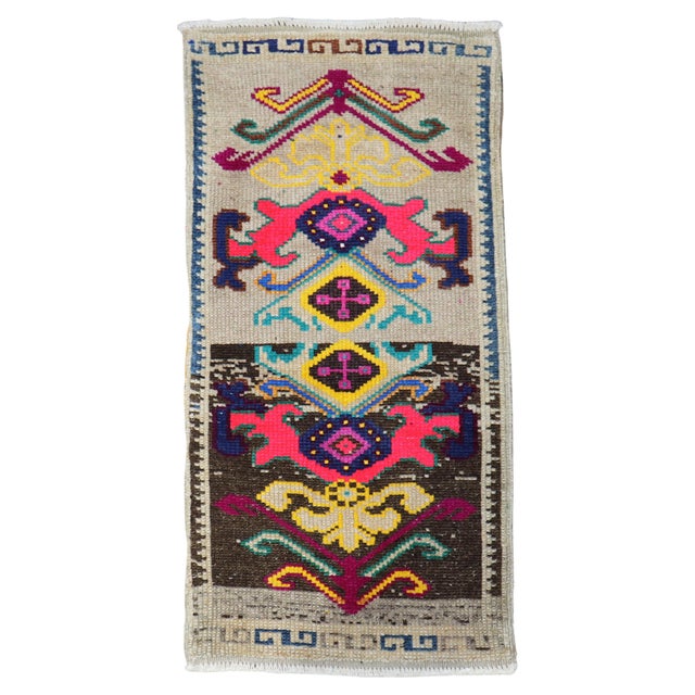 Colorful Vintage Mini Turkish Rug For Sale - Image 15 of 18