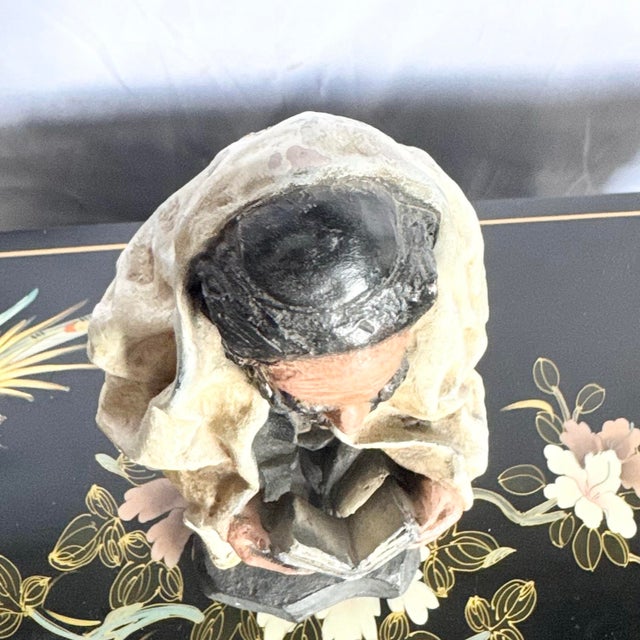 Black Vintage Chalkware Sculpture by David Klass for Austin Productions of Davening Rabbi/Ruv For Sale - Image 8 of 12