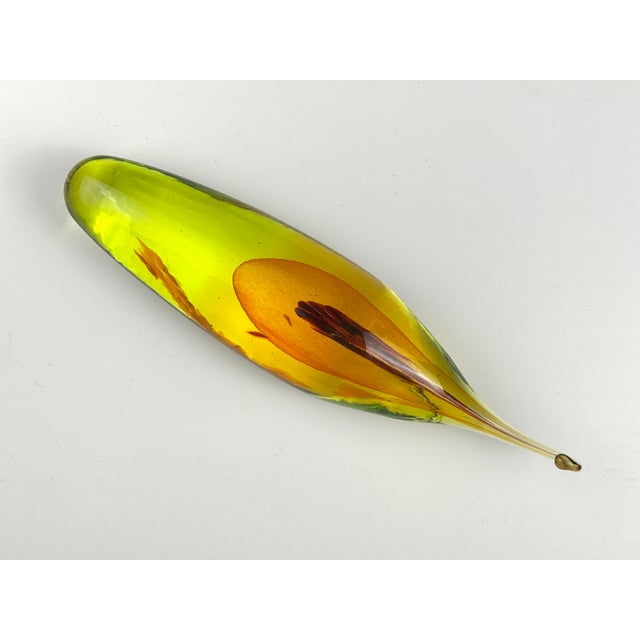 Postmodern Catherine Vamvakas Lay — Abstract Postmodern Biomorphic Colored Hand-Blown Glass With Bronze Cradle (Signed) For Sale - Image 3 of 9