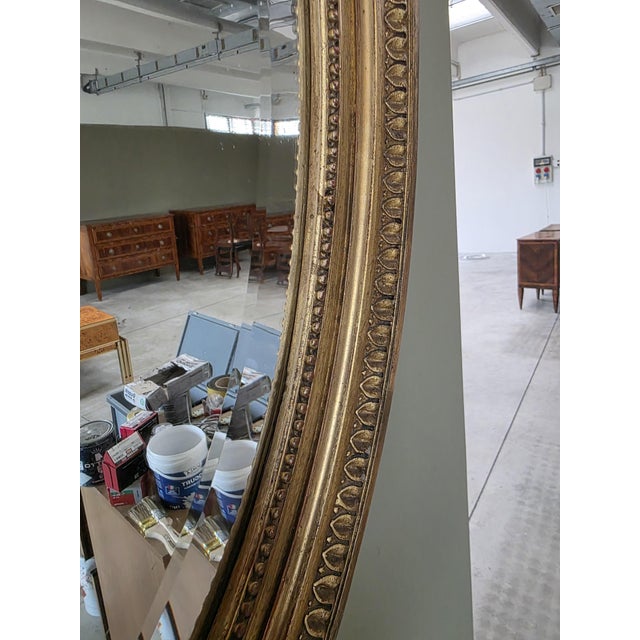 Wood 19th Century Napoleon III French Oval Gilded Mirror with Love Knot For Sale - Image 7 of 14
