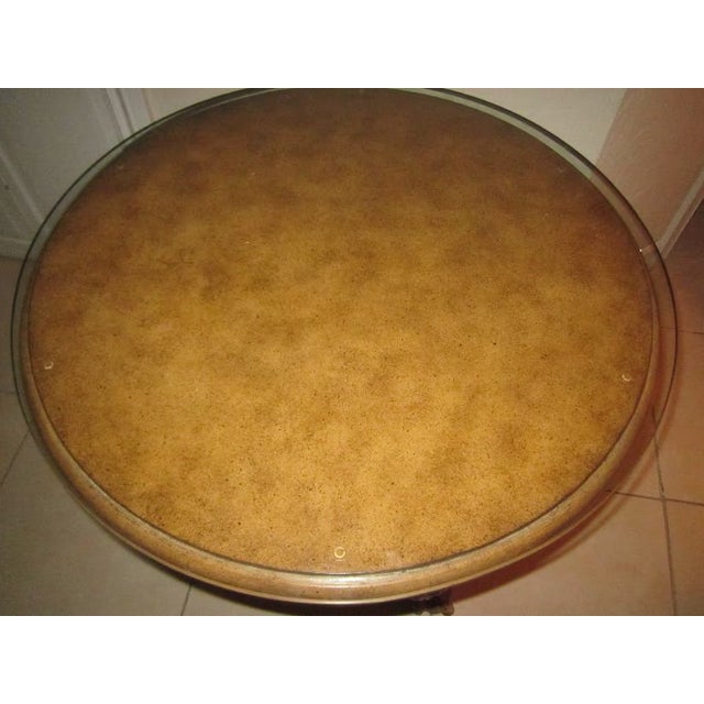 Tan 1970s Mondamin 29" Round Tall Solid Wood Pedestal End Table Glass Top Classic For Sale - Image 8 of 13