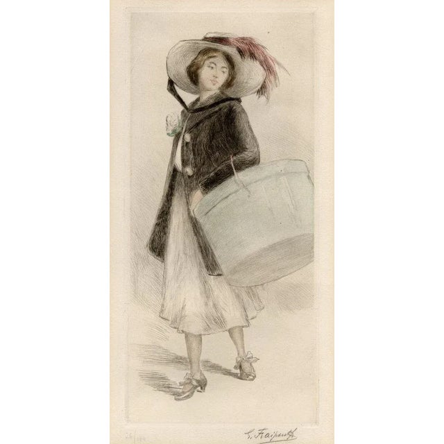 Gustave Fraipont, Woman in a Feathered Hat, 1800s, Etching Print For Sale - Image 3 of 3