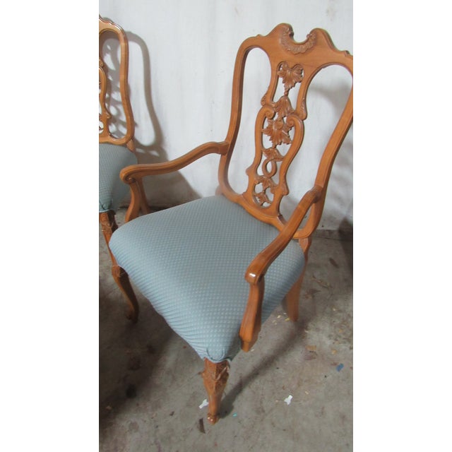 1940s French Set Dining Room Chairs Carved Rococo For Sale - Image 4 of 12