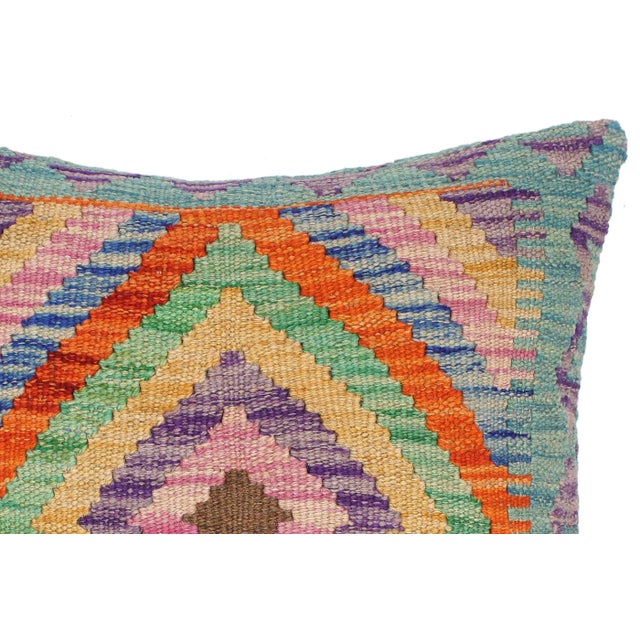 Boho Chic Tribal Turkish Etsuko Hand Woven Kilim Throw Pillow For Sale - Image 3 of 5