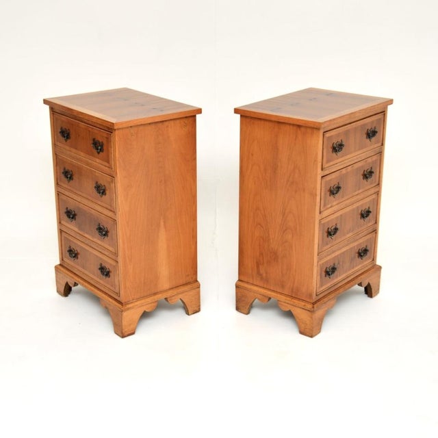 Antique Georgian Yew Wood Bedside Chests, 1950s, Set of 2 For Sale - Image 4 of 11