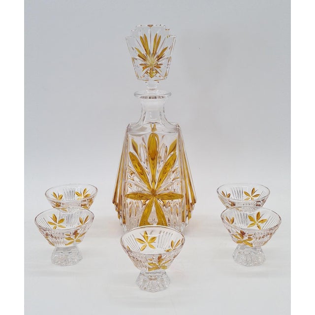 German Lead Crystal Decanter with Glasses, 1960s, Set of 6 For Sale - Image 10 of 11