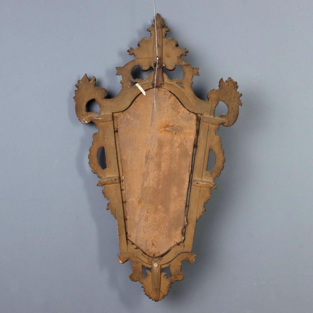 Gold 18th Century Carved and Gilded Wood Mirror, Italy For Sale - Image 8 of 9