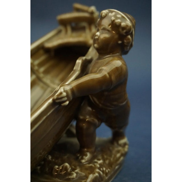 19th Century Ceramic Sculpture of Children with a Boat from Schlaggenwald, Bohemia, Austria For Sale - Image 11 of 18