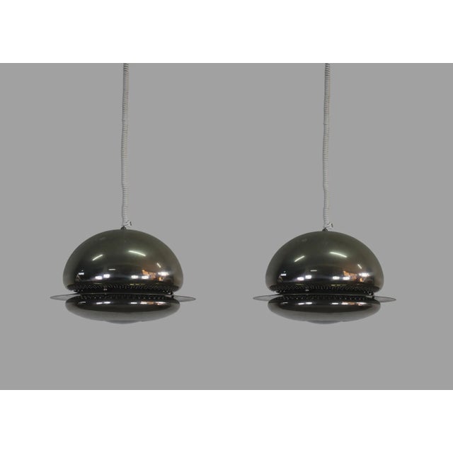 Nictea Pendant Lamps in Nickel-Plated Brass by Tobia Scarpa for Flos, 1960s, Set of 2 For Sale - Image 10 of 10