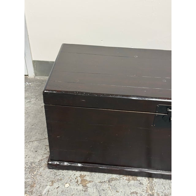 Wood Pottery Barn Emmett Zen Brown Trunk/Coffee Table For Sale - Image 7 of 12