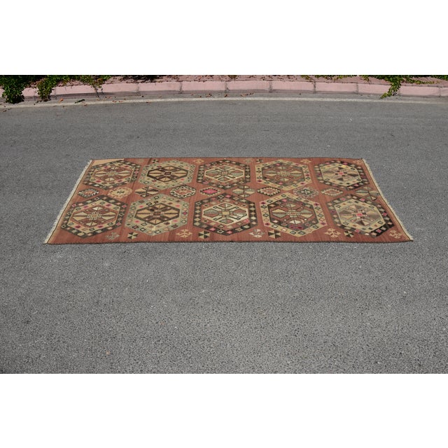 Size: 5 x 9.6 ft (150 x 290 cm) 59 x 114 inches Color: Terra Cotta Orange , Brown , Beige , Brown , Black , Blue Material:...