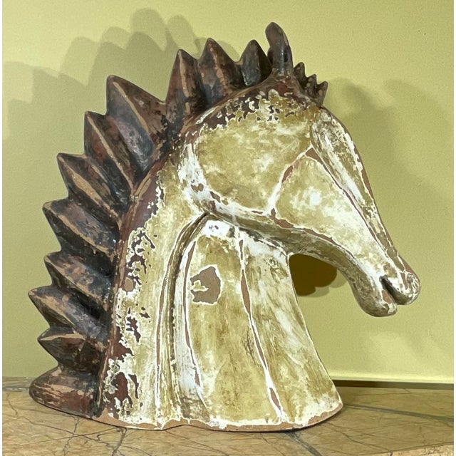 Mid -20th Century Terracotta Horse Head 19” W X 19”w X 8”d For Sale - Image 12 of 18