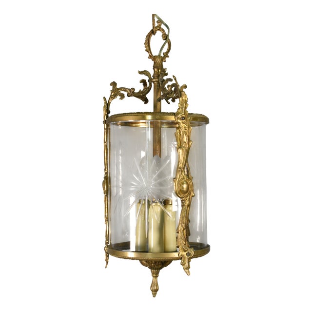 Vintage French Cut Glass Hall Lantern, 1920s For Sale