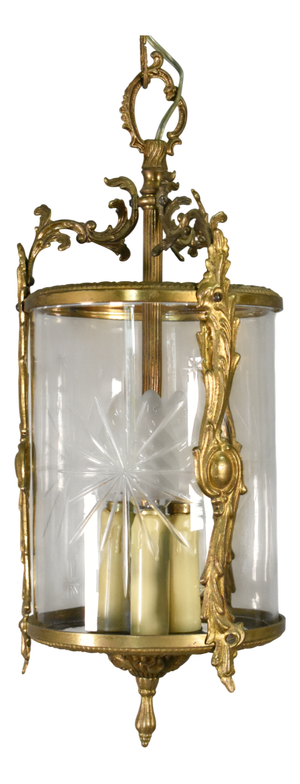 Vintage French Cut Glass Hall Lantern, 1920s