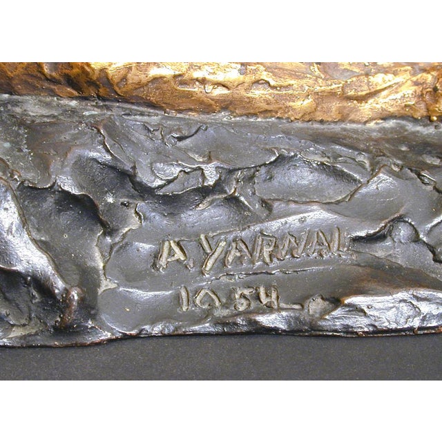 Modern 1950s "Recumbent Male Nude", Gilded Bronze Sculpture For Sale - Image 3 of 4