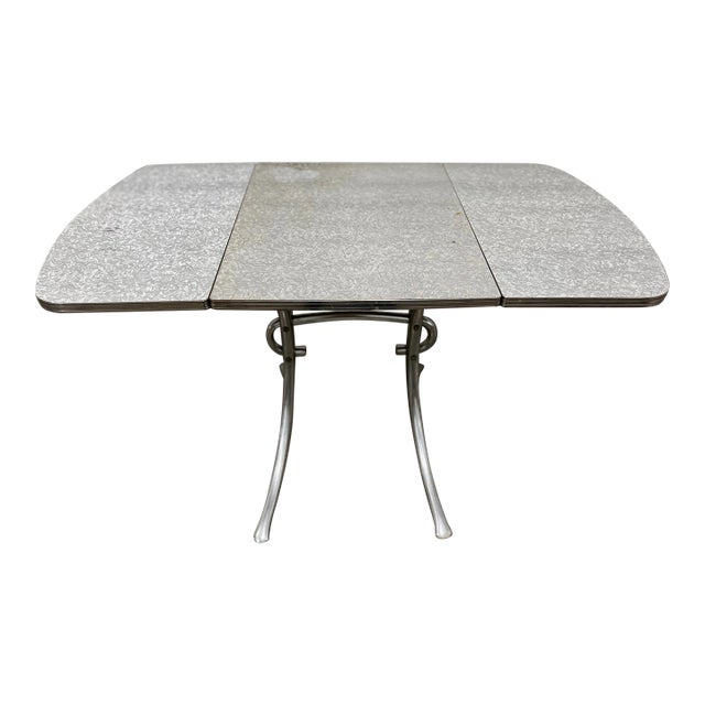 1950s Gray Formica Drop-Leaf Dining Table - Daystrom Collection, Virtue Bros. For Sale