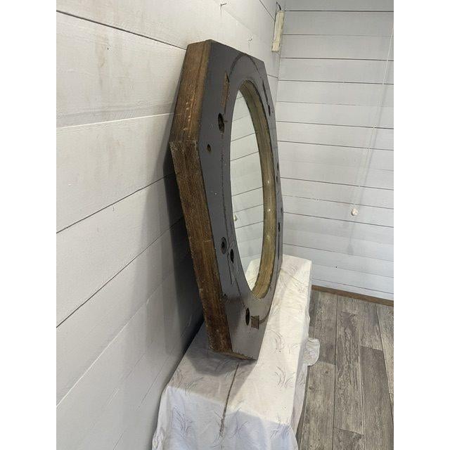 Industrial Vintage Industrial Wooden Mirror in Negative Molds, 1950s For Sale - Image 3 of 10