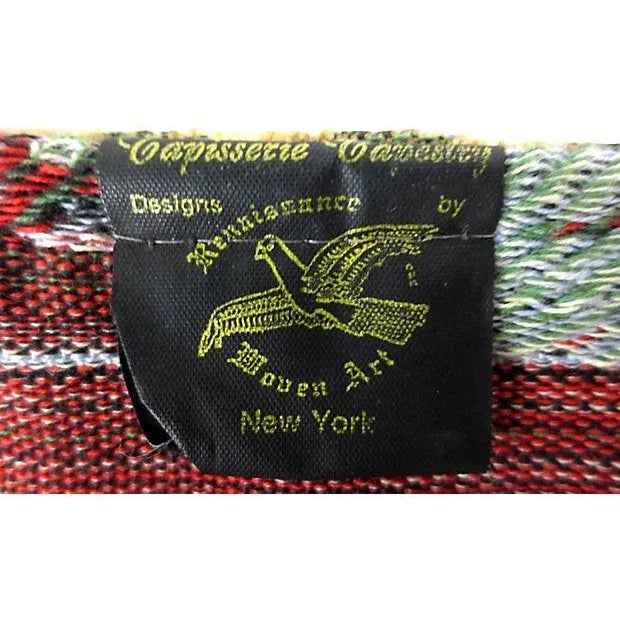 Vintage Woven Green & Red Tapestry Rug - 3'3" x 2' For Sale - Image 4 of 4
