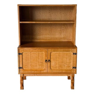 Oak Cabinet With Lower Doors and Shelves Vintage Mid-Century Modern 1960s For Sale