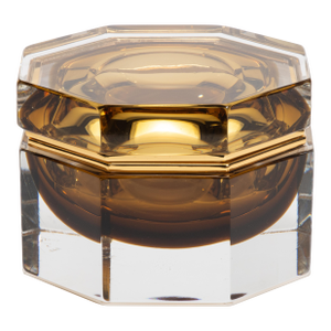 Hand-Blown Murano Giant Box in Tobacco With Brass Fittings